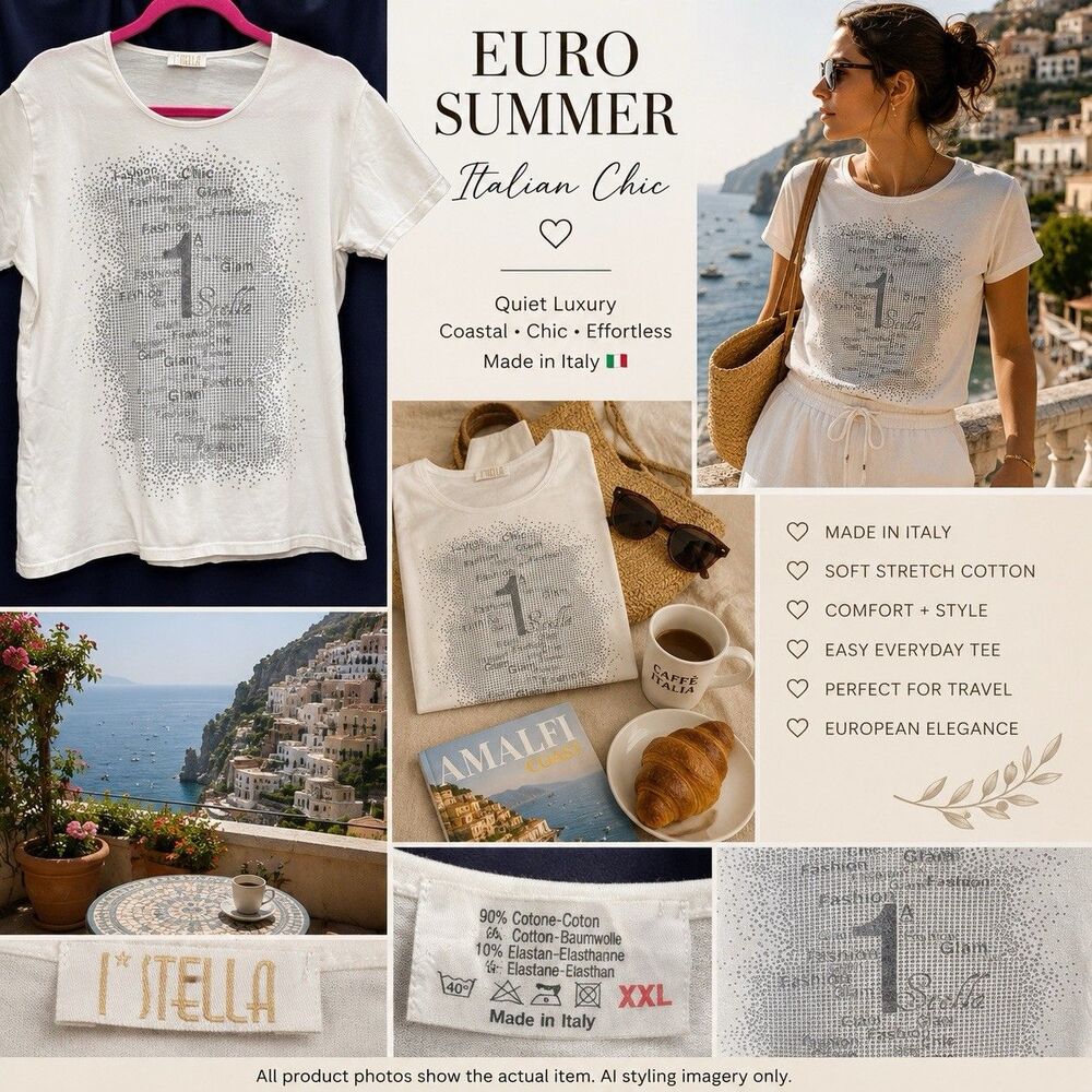 EUC I Stella Italy Tee XXL Quiet Luxury Euro Summer Amalfi Coastal Chic